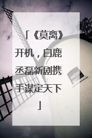 《莫离》开机，白鹿丞磊新剧携手谋定天下