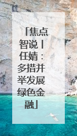 焦点智说丨任婧：多措并举发展绿色金融