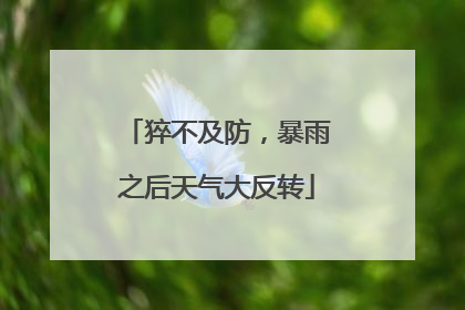 猝不及防，暴雨之后天气大反转