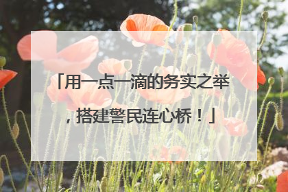 用一点一滴的务实之举，搭建警民连心桥！