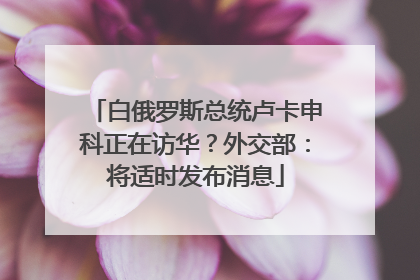 白俄罗斯总统卢卡申科正在访华？外交部：将适时发布消息