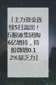 主力资金连续5日流出！五粮液集团掏6亿增持，持股微增0.12%显乏力