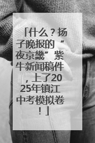 什么？扬子晚报的“夜京畿”紫牛新闻稿件，上了2025年镇江中考模拟卷！