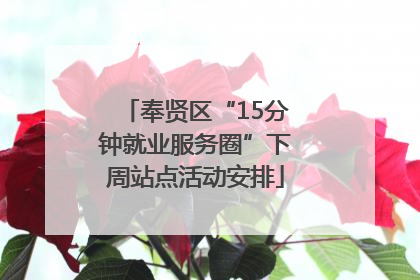 奉贤区“15分钟就业服务圈”下周站点活动安排