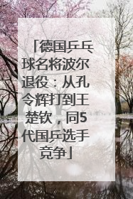 德国乒乓球名将波尔退役：从孔令辉打到王楚钦，同5代国乒选手竞争