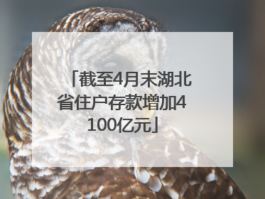 截至4月末湖北省住户存款增加4100亿元