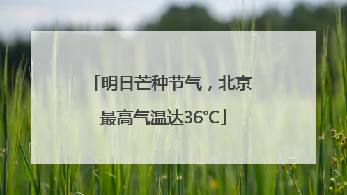 明日芒种节气，北京最高气温达36℃