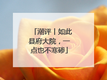 潮评丨如此县府大院，一点也不寒碜