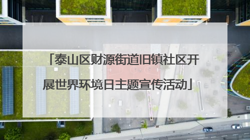 泰山区财源街道旧镇社区开展世界环境日主题宣传活动