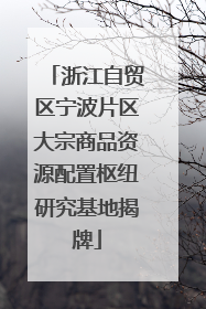 浙江自贸区宁波片区大宗商品资源配置枢纽研究基地揭牌