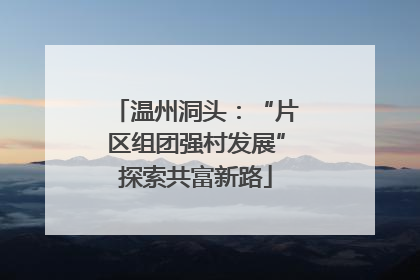 温州洞头：“片区组团强村发展”探索共富新路