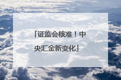 证监会核准！中央汇金新变化