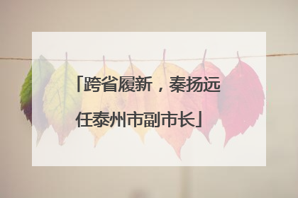 跨省履新，秦扬远任泰州市副市长