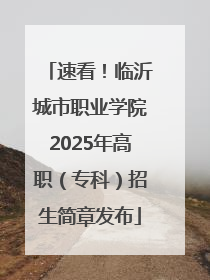 速看！临沂城市职业学院2025年高职（专科）招生简章发布