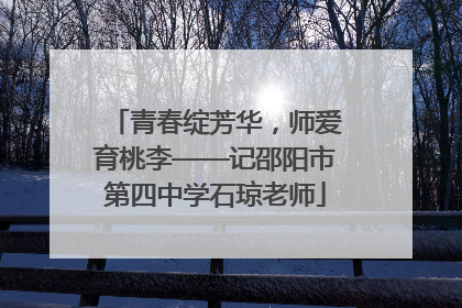 青春绽芳华，师爱育桃李——记邵阳市第四中学石琼老师