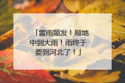 雷雨频发！局地中到大雨！雨终于要到河北了！