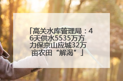高关水库管理局：46天供水5535万方 力保京山应城32万亩农田“解渴”